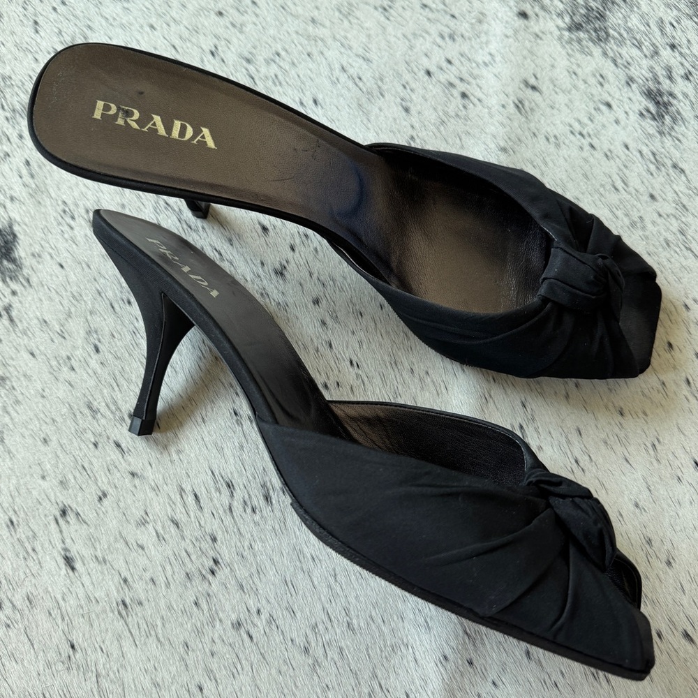 Prada - Silk Bow Mules - Sz 41